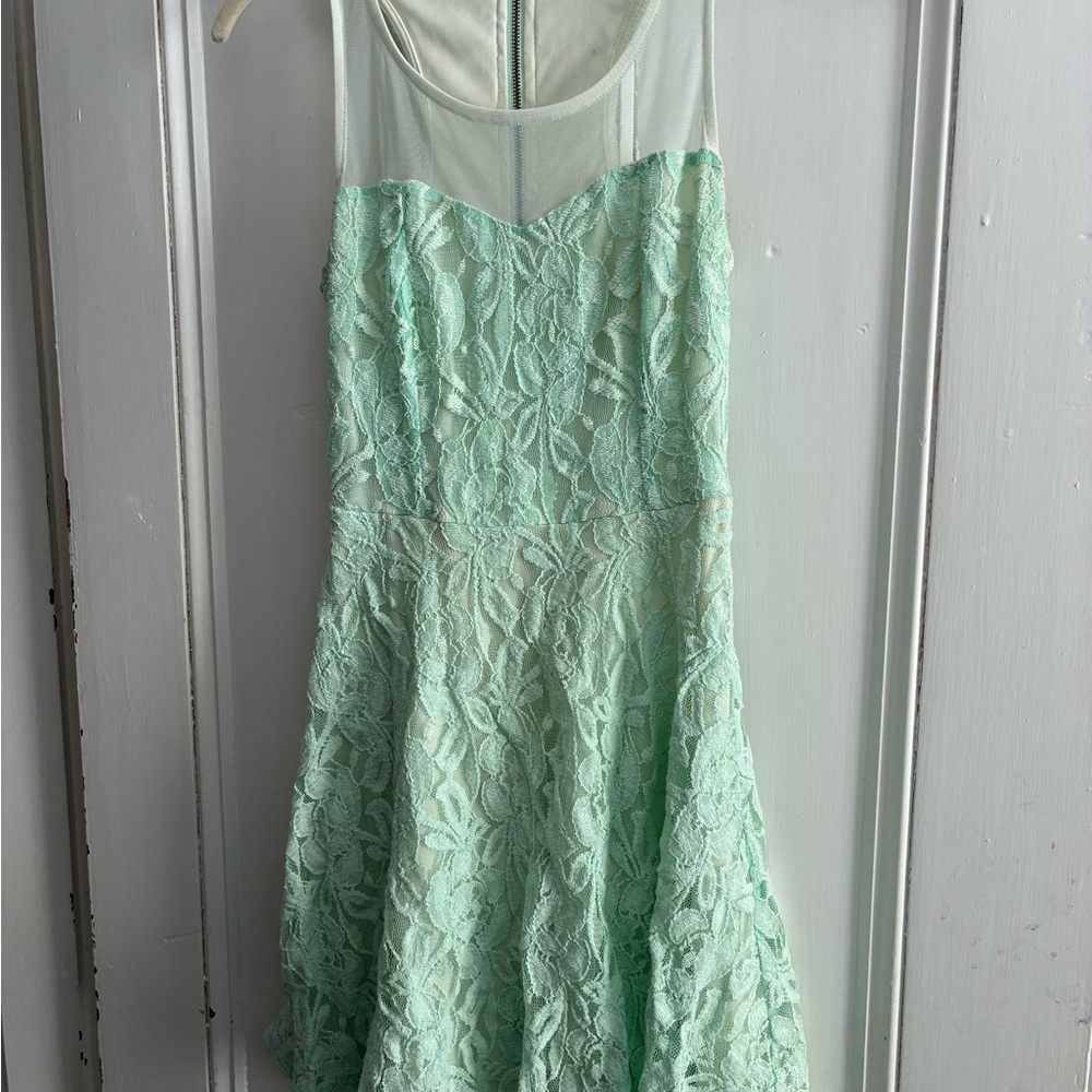 Xhilaration Light Green Lace Mini Dress
